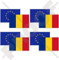 Europa-Flaggen-Paar, EU-RO Europa Rumänisch, 50 mm, Vinyl, 4 Stück