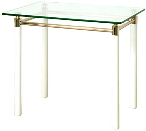 HAKU Möbel Table d'appoint doré, Blanc, Bois Massif, métal, Verre trempé - Dim.: L 60 cm x H 54 cm x P 50 cm, Style: Contemporary