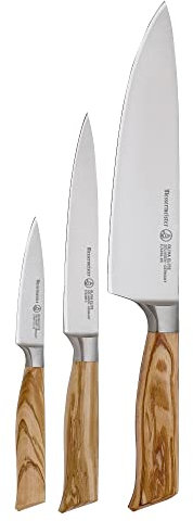Messermeister Oliva Elite Starter Set - Includes 8 Stealth Chef's Knife, 6 Utility Knife & 3.5 Paring Knife - Rust Resistant & Easy to Maintain