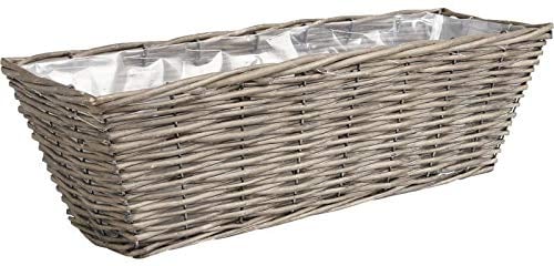 AUBRY GASPARD Jardinière en Osier Gris 50 x 16 x 15 cm