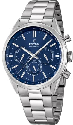 Festina Herren Chronograph Quarz Uhr mit Edelstahl Armband F16820/2