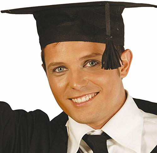 FIESTAS GUIRCA | Unisex Stoff Studentenhut für Erwachsene (Schwarz) - Kostümzubehör für Abschlussfeiern, Sommerfeste und Themen-Events - Ideal für Graduierungsfeiern
