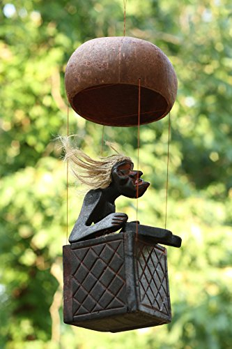 G6 Collection Handgefertigte Holzstatue, Primitive Tribal Funny Statue Skulptur Tiki Bar Handcrafted Einzigartiges Geschenk Home Decor Accent Figur Dekoration Kunstwerk handgeschnitzt (Heißluftballon)