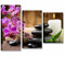 Quadri L&C ITALIA Pietre Zen Candele – Quadro Moderno Bagno 85 x 60 Stampa su Tela 3 Pezzi con Fiori Orchidea Viola e Bamboo per Arredamento Centro Benessere Estetico