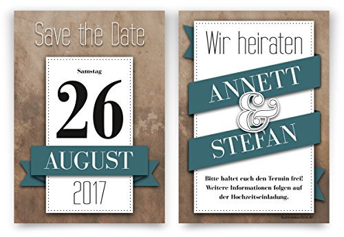 Save the Date Karten Hochzeit (40 Stück) - Kalenderdatum - Hochzeitskarten