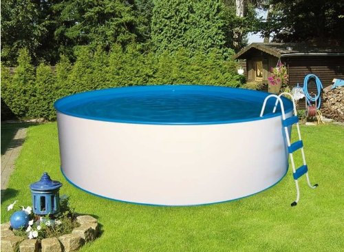 TREND Poolset Stahlwandbecken rund 350 x 120 cm 12V Kartuschenfilter Stahlrohrleiter