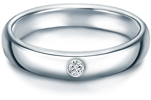 Trilani Damen-Solitärring Sterling Silber Zirkonia weiß im Brillantschliff - Verlobungsring Ehering Trauring