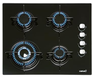 Cata | Modelo CIB 6031 BK | 4 Quemadores de Gas Butano | Ancho de 59cm | Acabado en Cristal Negro