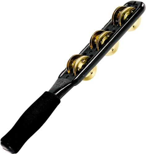 Meinl Percussion Professional Jingle Stick - 2-reihiger Schellenstab - ABS Kunststoff / Messing, Schwarz / Gold (JG1B-BK)