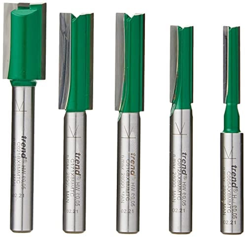 Trend CraftPro 5-teiliges metrisches Zapfenfräser-Starter-Set, 8 mm Schaft, Craft-Reihe, Mit Aufbewahrungskoffer, SET/MT2X8MMTC