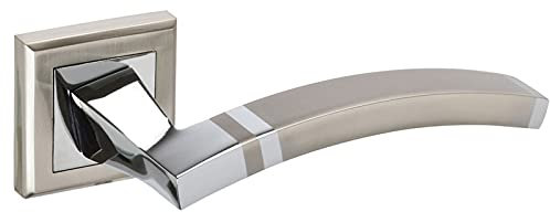 Square Duo Finish Chrome Door Handles on Rose H750060D - from Handle King