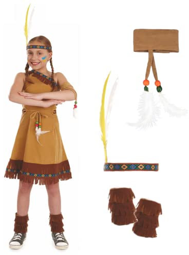 Fun Shack Costume Nativa Bambina - Vestito Carnevale con Accessori, Abito Tradizionale per Halloween, Compleanni e Party, S