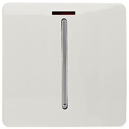 Trendi Switch Screwless Artistic Modern Decorative Glossy Double Pole 45 A Cooker Switch Control Unit Inc Neon Indicator for Indoor Use in Ice White - ART-WHS2WH