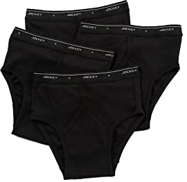 Jockey Men's Cotton Low-Rise Brief 4-Pack Black Briefs 34