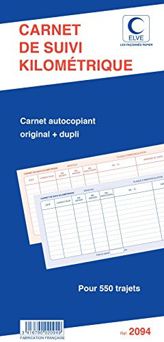 ELVE Lot de 3 Carnets de suivi kilométrique spiralé 50 Dupli, 550 Trajets 29,7 x 140