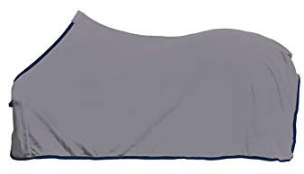 HKM Abschwitzdecke -Alaska-hellgrau/dunkelblau,Rückenlänge 95 cm