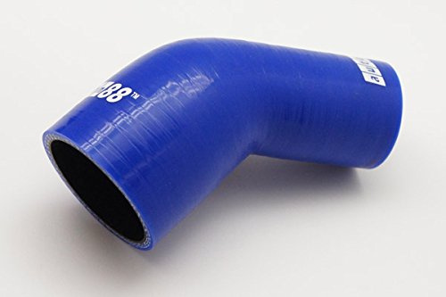 autobahn88 Curva Tubo Silicone per Automobili, accoppiatore Riduttore Gomito 45 Gradi, ID= da 2,38 a 2,75 (da 60 a 70 mm), Lunghezza Gamba 3,13 (80mm), Spessore Parete= 0,16 (4mm), 3 Strati, Blu
