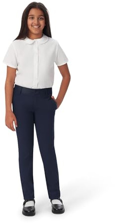 French Toast Girls' Slim Fit Stretch Twill Pant, Navy, 18