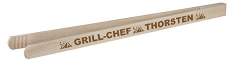 polar-effekt Grillzange mit hochwertiger Namens Gravur - Buchen-Holz 40cm - Holzzange für Küche und Grill, ideal zum Grillen - Personalisiertes Geburtstagsgeschenk für Männer