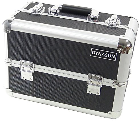 DynaSun BS37 37x23x25cm XXL Schwarz/Silver Designer Profi Beautycase Schminkkoffer Kosmetikkoffer Schmuckfach Beauty Case Reise Box