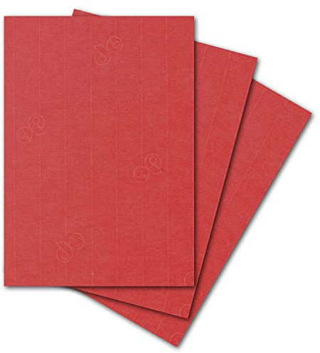 ARTOZ 50x Briefpapier - Rot DIN A4 297 x 210 mm - Edle Egoutteur-Rippung - Hochwertiges Designpapier Urkundenpapier