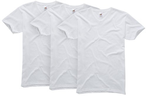 Fruit of the Loom Men's Original V-Neck T-Shirt 3-Pack - White - X-Large