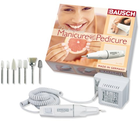 Bausch 0301 Elektrisches Maniküre- und Pediküregerät, 7 Aufsätze zum Schleifen, Feilen, Polieren von Hand- und Fußnägeln, Entfernen von Hornhaut und Druckstellen, Nagelpflege, Fußpflege für zu Hause