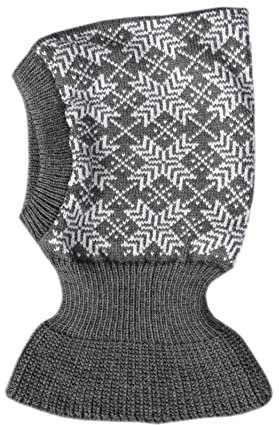 100% Merino Wolle Balaclava Wintermütze Baby Kinder Mädchen Junge Gestrickt L Dark grey-Light grey