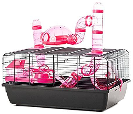 Little Friends Landmark Cage avec Accessoires pour rongeurs Rose Taille S 58 x 38 x 29 cm