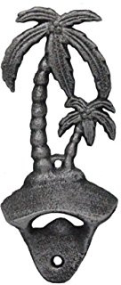 Hampton Nautical Rustic Silver Cast Iron Wall Mounted Palm Tree Bottle Opener 6 - Coastal Home Decor - Beach Theme