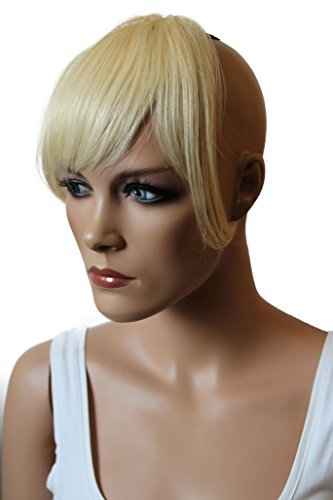 CAISHA 100% ECHTHAAR Pony Haarteil Haarverdichtung Haarverlängerung Platinblond H313d