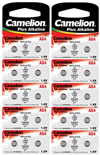Camelion 12001004B20 Plus Lot de 20 Piles Bouton alcalines AG4 LR66 LR626 377