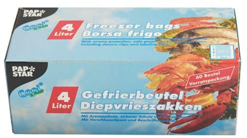 PAPSTAR 1 Karton = 12x60 Gefrierbeutel, LLDPE 4 l 40 cm x 25 cm in Faltschachtel 14161