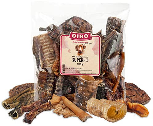 DIBO Super-Mix, 500g-Beutel, der kleine Naturkau-Snack oder Leckerli für Zwischendurch, Hundefutter, Qualitätskauartikel ohne Chemie, von allem etwas zum Probieren!