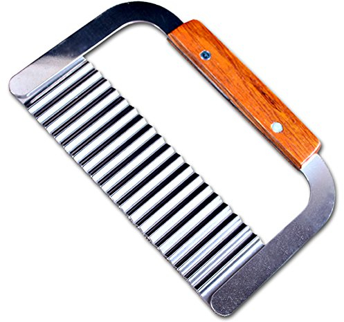 EQLEF Edelstahl Kartoffel-Messer Gemüse Messer, Crinkle Cutter Corrugated Ripple Wellenklinge Französisch FritesMesser Pastry