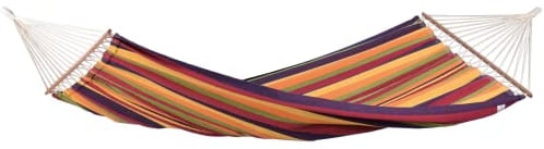 AMAZONAS Stabhängematte XL Brasilia Tropical handgefertigt in Brasilien 210 x 140 cm für 1-2 Personen bis 150 kg buntgestreift