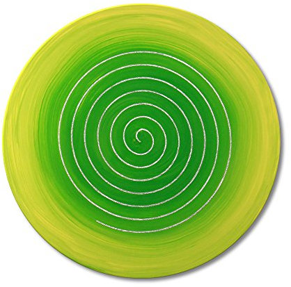 HARMONIE IM GANZEN Wandbild Spirale Symbol in Gold Frühlingserwachen - HANDGEMALT - 50 cm rund - keltische Spirale mit Gold gemalt - Leinwandbild auf runden Keilrahmen gespannt | Made in Germany