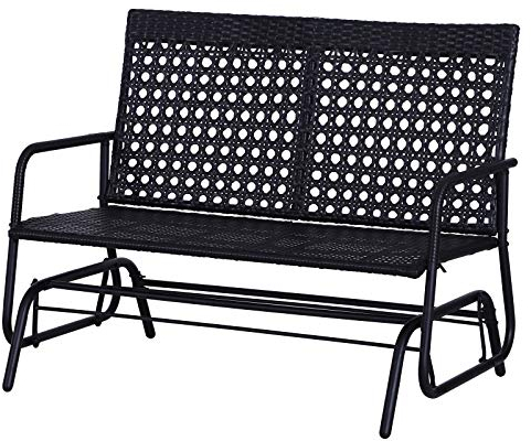 Outsunny Schaukelbank Gartenschaukel Gartenbank Sitzbank Schaukel 2-Sitzer Polyrattan