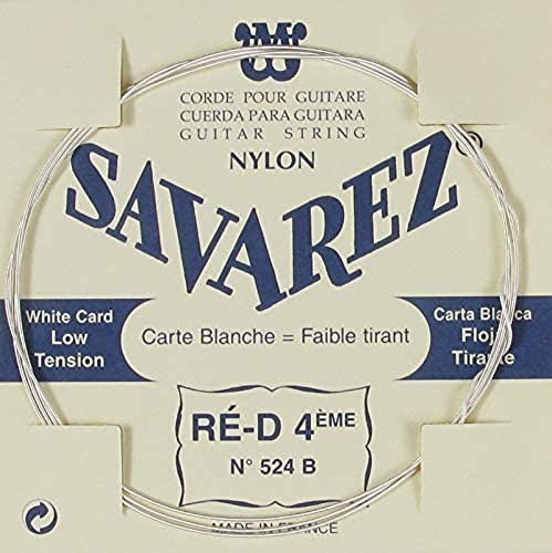 SAVAREZ - 524B CORDA SINGOLA RE-D-4 CHITARRA CLASSICA Corda Singola, per Chitarra Classica (RE-D-4), a Tensione Bassa, con Rivestimento Tradizionale
