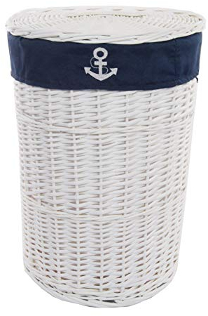 Dvier Wäschekorb Wäschetruhe, Weide weiß rund 38WRd-b D.39 H.54