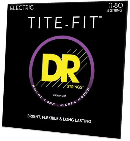 DR Strings TF8-11 Tite-Fit Compression Wound Electric Guitar Strings - .011-.080 Extra Heavy 8-String