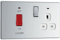 BG Electrical Cooker Switch with Socket and LED, Cooker Control Unit, Control Socket, Double Pole, Screwless Front Plate, Slim Profile, Premium Flatplate, Polished Chrome, White Inserts, 45A, FPC70W