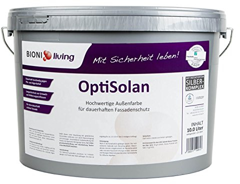 Bioni OptiSolan Fassadenfarbe mit patentierter Formel und dauerhaftem Schutz gegen Algen (10 Liter)