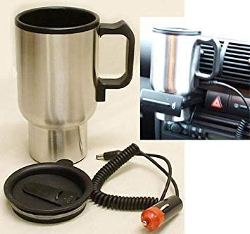 12V Car Auto Heated Thermal Travel Mug Cup No Spill Lid by Branded
