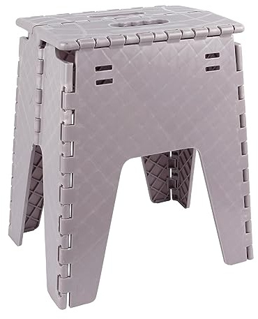 1x Yellow 26cm x 34.5cm x 38.5cm Folding Step Stool - Adults Small Lightweight Plastic Home Garden Kitchen Bathroom Stepping Steps - by Ashley