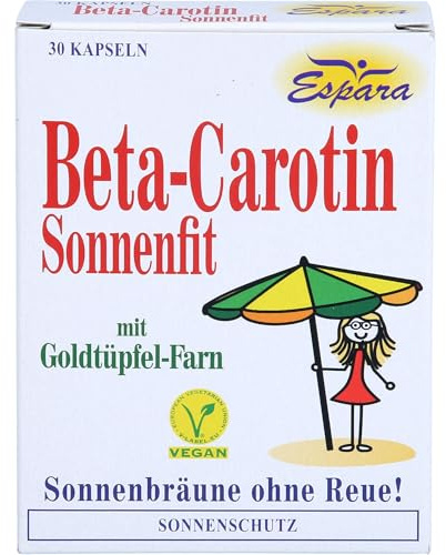 Espara Beta-Carotin Sonnenfit mit Goldtüpfel-Farn Kapseln für Sonnenbräune ohne Reue, 30 St. Kapseln