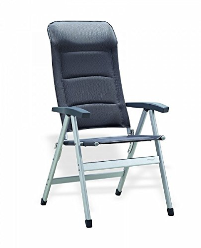STABIELO - Westfield Be-Smart -Campingstuhl - MIT FUSSAUFLAGE - Luxus GEPOLSTERT- Exklusiv Sessel mit ergonomischer Rückenlehne ALU-Stuhl - 4,8 Kilo leicht - Farbe Charcoal Grey 140 kg belastbar -