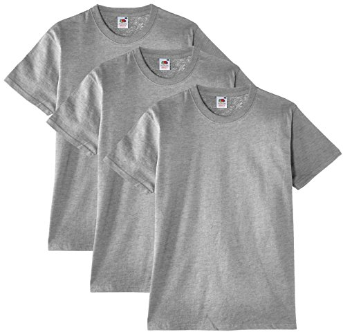 Fruit of the Loom Men's Heavy T Shirt, Heather Grey, L UK