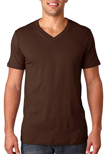 Jersey T-Shirt mit V-Ausschnitt - Farbe: Brown - Größe: M