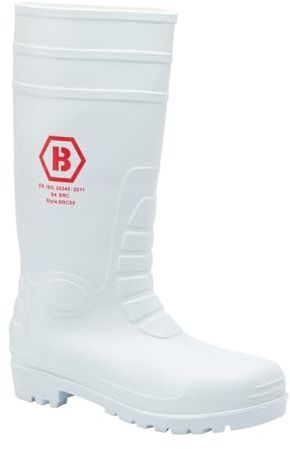Blackrock Weiße Sicherheitsgummistiefel für Männer und Frauen | mit Stahlkappe, weiße Gummistiefel für die Lebensmittelindustrie, leicht zu reinigen
